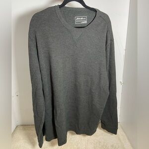 Eddie Bauer Men’s Gray Grey Waffle Knit Thermal Long Sleeve Crewneck XL
